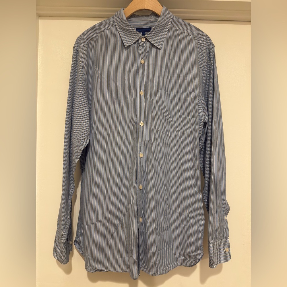 Martin + Osa by GAP Vintage Light Blue and White Striped Dress Shirt